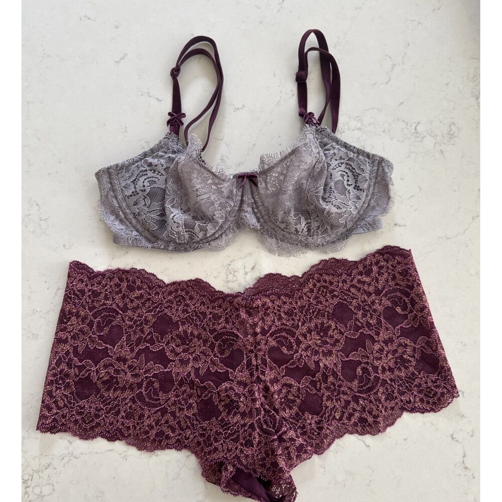 Victoria's Secret Dream Angels Push Up Lace Bra 34C & Panty (M) Set